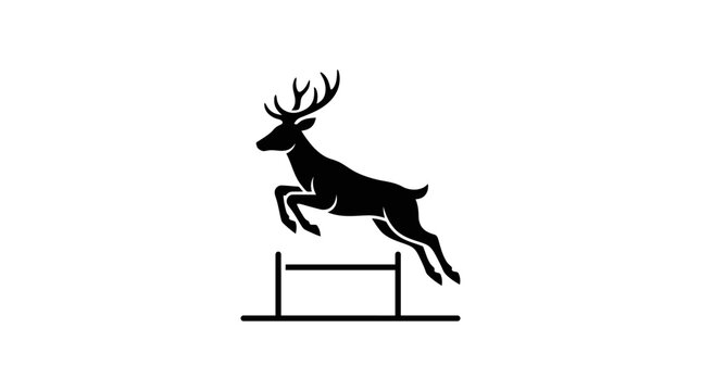 Deer jumping over hurdle silhouette