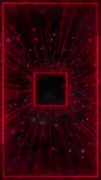 Crimson neon portal motion red rectangular frames, glowing particle bursts, black futuristic space. for cinematic titles, gaming intros, tech reveals, cyber scenes, and energetic video overlays.