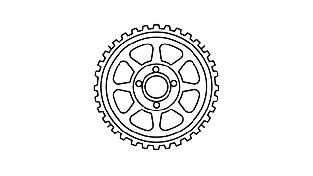 Detailed bicycle sprocket illustration white background.