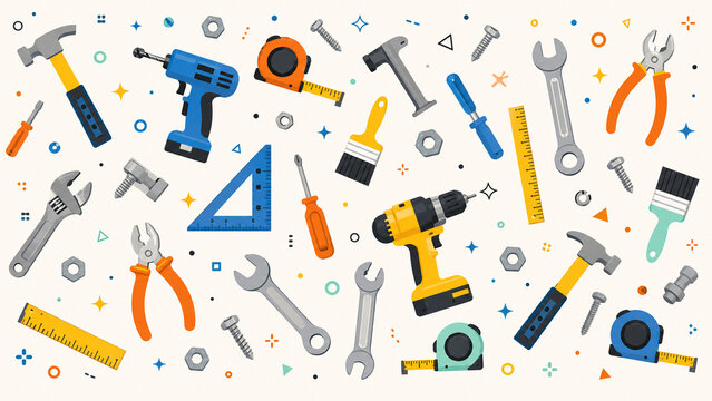 cute vector seamless pattern with tools