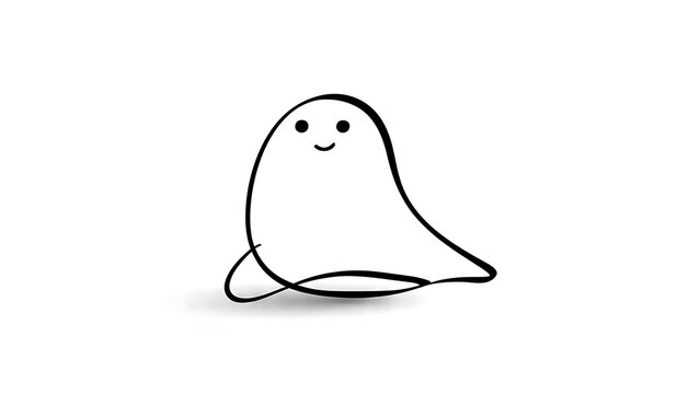 Cute ghost character illustration white background.