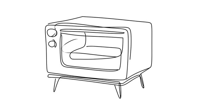 Retro toaster oven illustration white background.
