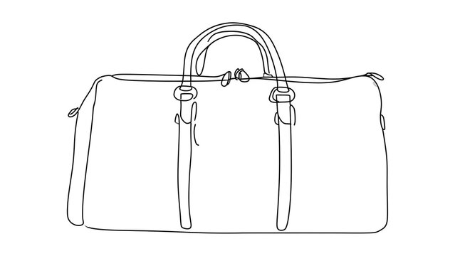 Elegant leather duffel bag illustration white background.