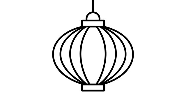 Traditional paper lantern illustration white background.