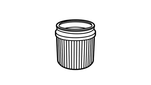 Vertical striped canister on white background.