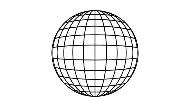 Wireframe globe illustration on white background.