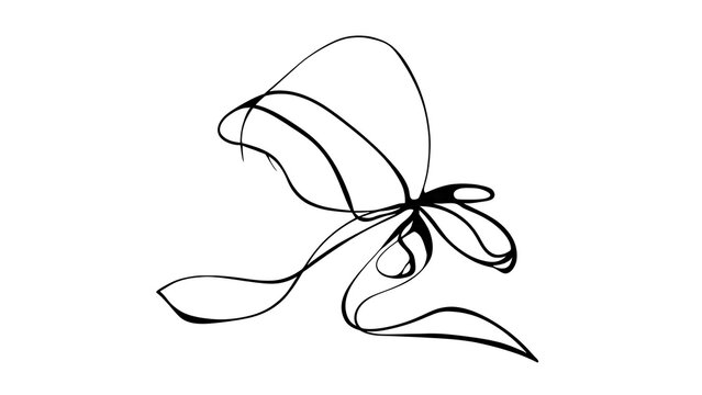 Elegant black ribbon bow on white background.