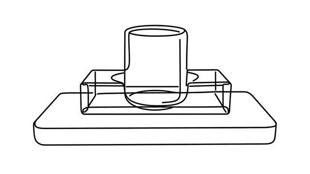 Cylindrical object on rectangular base white background.