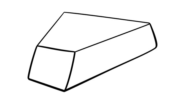 Geometric trapezoidal prism shape white background.