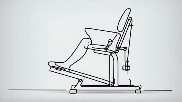Line drawing of exercise bike on white background.