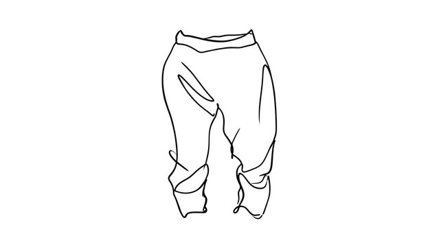 Loose baggy pants illustration white background.