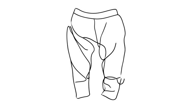 Loose cropped pants illustration white background.