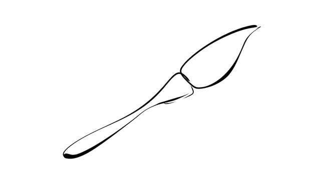 Minimalist cake server illustration white background.