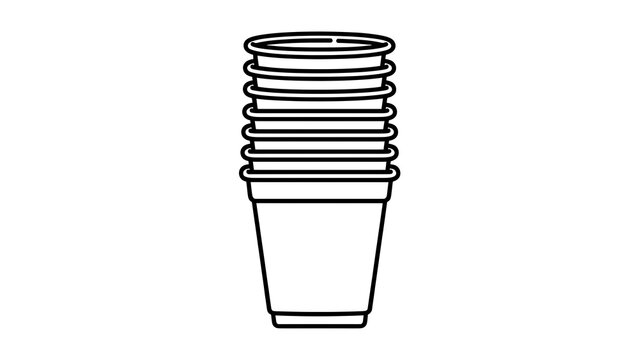 Stack of plastic cups on white background.