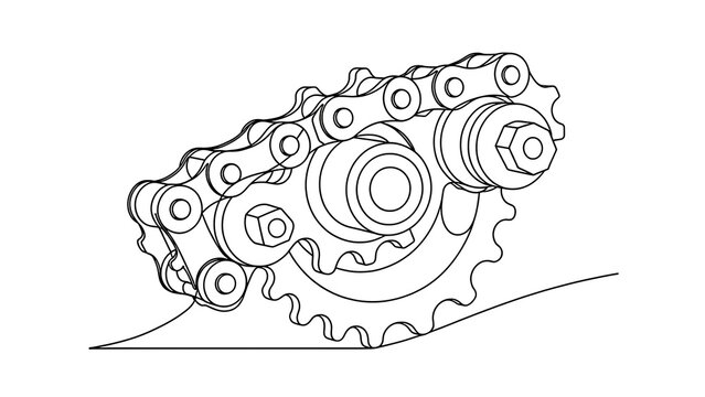 Mechanical gear system illustration white background.