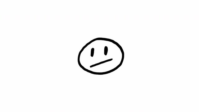 Hand drawn scribble face doodle sketch animation with minimalist black ink line art on white background Video 4K