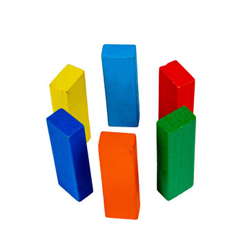 Colorful Wooden Blocks in circle Symbolizing Teamwork Concept on Transparent Background
