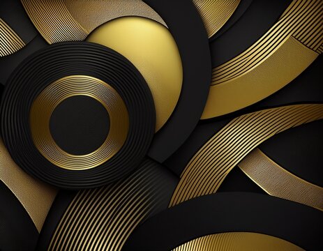black and gold circle design pattern background banners