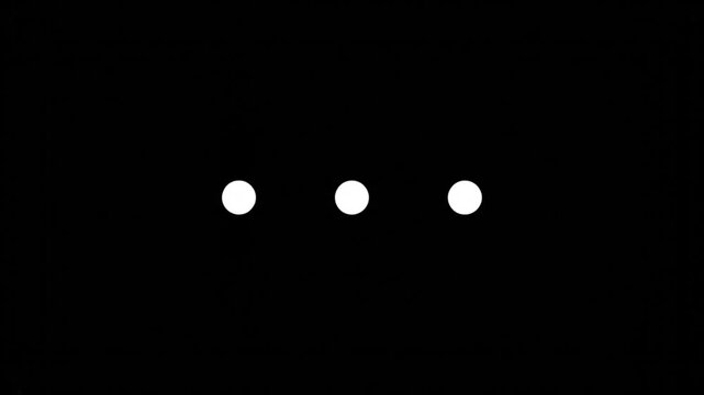 Three white dots aligned horizontally against a solid black background for minimalist design elements.