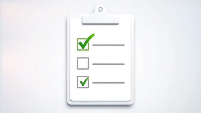 Checklist with three completed tasks marked by green checkmarks on a white paper document against a neutral background.