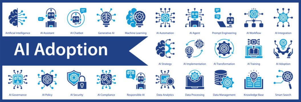 Ai Adoption web icon set and collection