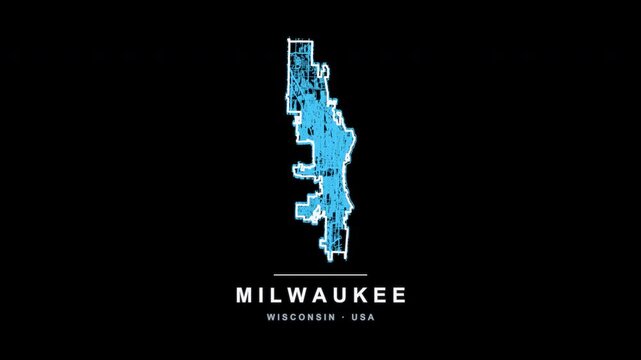 Milwaukee City Line Map Self Drawing Animated Overlay, Alpha 4K