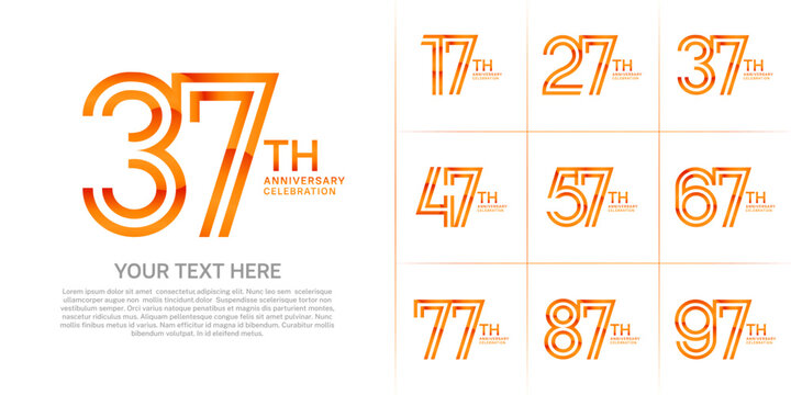 Anniversary logo set with double line number style. orange color can be use for special moment