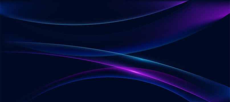 Abstract Dark Blue and Purple Glowing Wave Background with Neoteric Light Lines