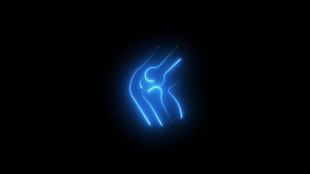 neon line animation of a knee rheumatism icon representing reactive arthritis, joint inflammation, chronic knee pain, orthopedic disorders, rehabilitation, physical therapy