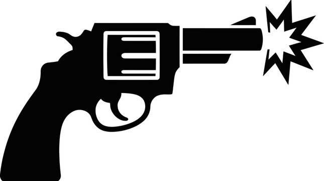 Handgun shooting with visible muzzle flash in black silhouette.