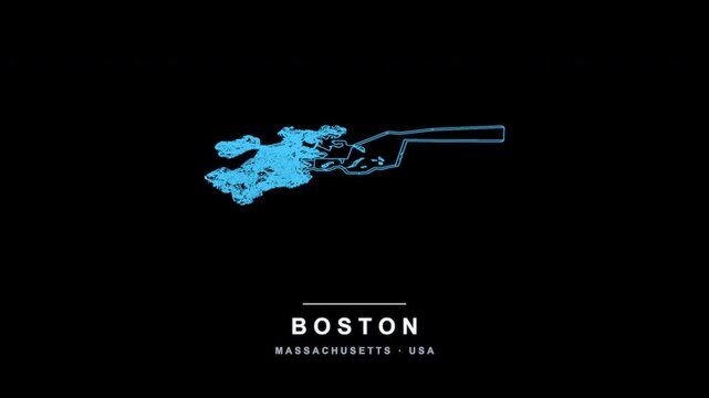 Boston City Line Map Self Drawing Animated Overlay, Alpha 4K