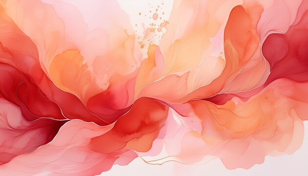 the image showcases a blend of red and peach watercolor stains that create a warm and soothing visual texture