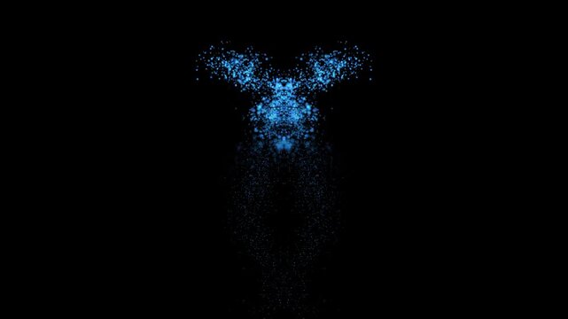 Symmetrical Blue Glowing Particle Trails on Black Background