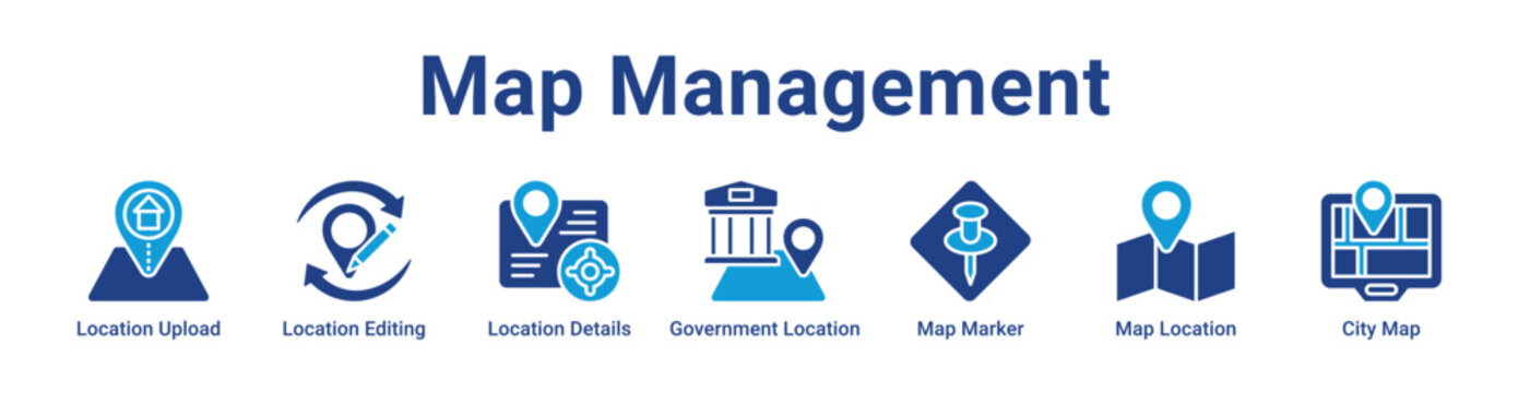 Map Management Web Icon Banner and Collection
