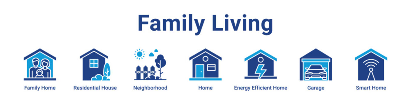 -Family Living Web Icon Banner and Collection