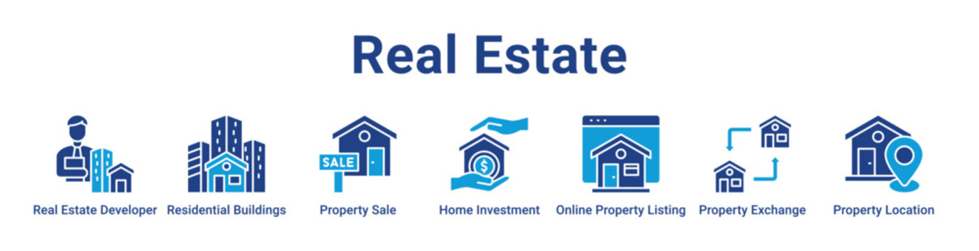 -Real Estate Web Icon Banner and Collection