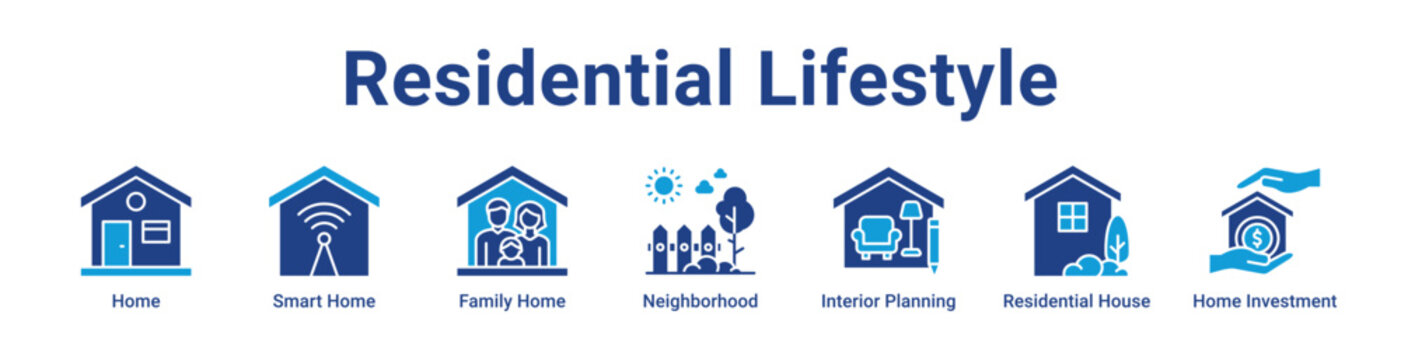 -Residential Lifestyle Web Icon Banner and Collection