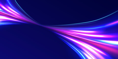 Vibrant colorful light trails creating dynamic futuristic abstract design with glowing neon effects © MUSADESIGN