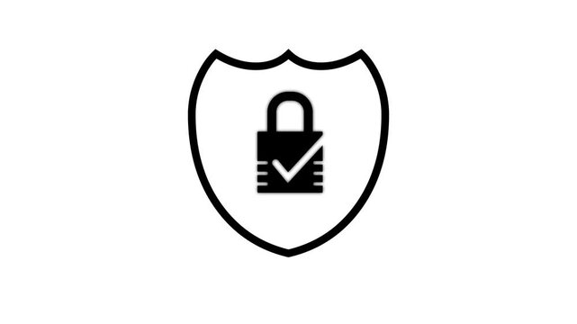 animated shield security icon featuring a secure padlock with a check mark, symbolizing cybersecurity, data protection, authentication, privacy