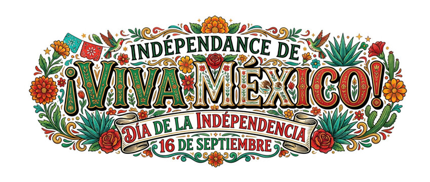Viva Mexico! Independence Day Celebration with Floral Decorations and Mexican Flags