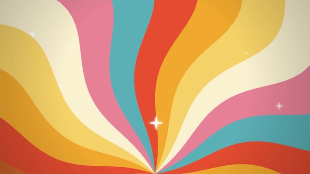 Retro Groovy Wavy Rainbow Sunburst Loop Background 4k video