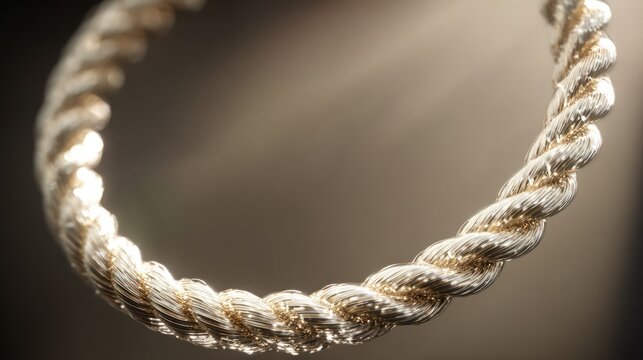 Close up of a twisted rope section texture isolated against a blurred background