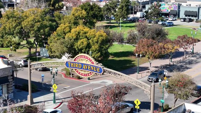 Aerial Third Avenue sign in Chula Vista California