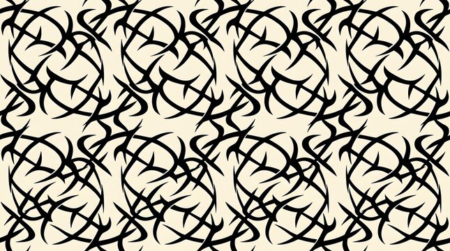 Seamless abstract pattern with sharp black tribal thorn shapes