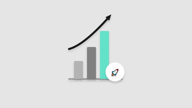 Motion chart with rising financial data and animated graph on green screen background