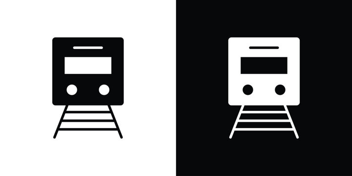 Metro train icon in black, best for Web Design