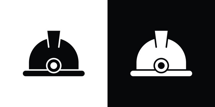 Miner helmet icon in black, best for Web Design