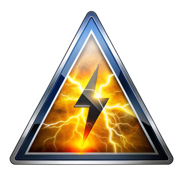 High voltage warning sign isolated on transparent background electrical hazard symbol