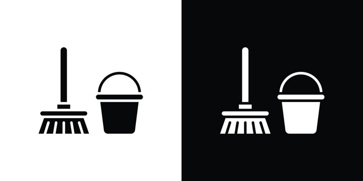 Mop cleaning icon in black, best for Web Design