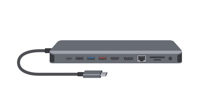 Versatile USB-C dock with data ports providing essential connectivity for modern devices, offering multiple USB, Ethernet, and card reader options for enhanced productivity and expansion capabilities